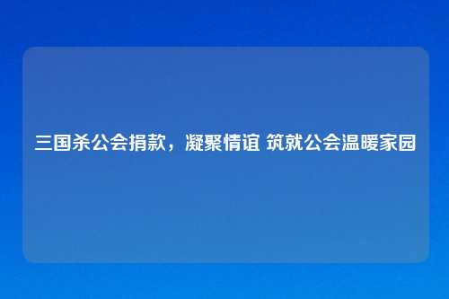 三国杀公会捐款,凝聚情谊 筑就公会温暖家园