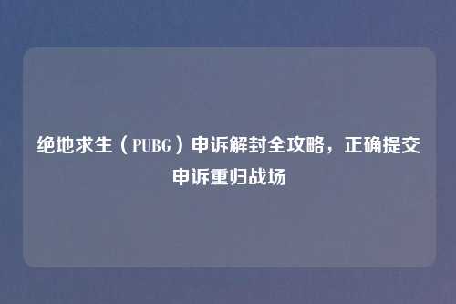 绝地求生（PUBG）申诉解封全攻略，正确提交申诉重归战场