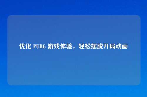 优化 PUBG 游戏体验，轻松摆脱开局动画