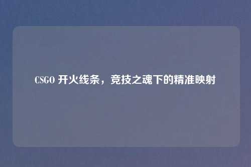 CSGO 开火线条，竞技之魂下的精准映射