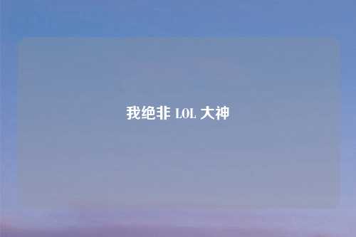 我绝非 LOL 大神