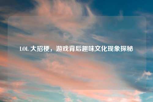 LOL 大招梗，游戏背后趣味文化现象探秘