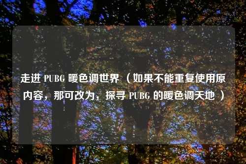 走进 PUBG 暖色调世界 （如果不能重复使用原内容，那可改为，探寻 PUBG 的暖色调天地 ）