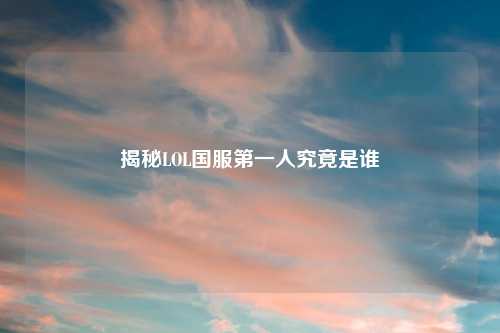 揭秘LOL国服之一人究竟是谁
