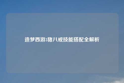 造梦西游3猪八戒技能搭配全解析