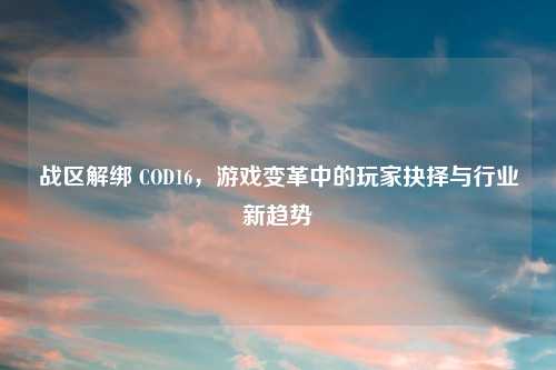 战区解绑 COD16,游戏变革中的玩家抉择与行业新趋势