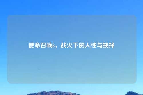 使命召唤8，战火下的人性与抉择