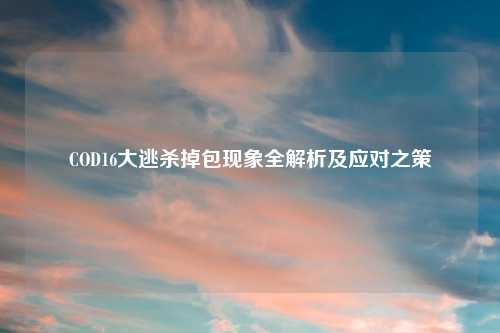 COD16大逃杀掉包现象全解析及应对之策