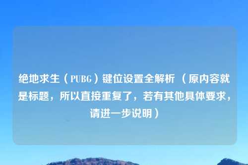 绝地求生(PUBG)键位设置全解析 (原内容就是标题,所以直接重复了,若有其他具体要求,请进一步说明)