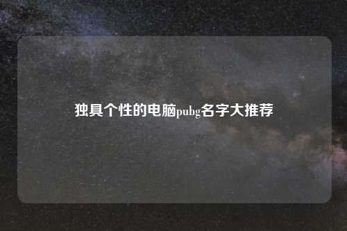 独具个性的电脑pubg名字大推荐