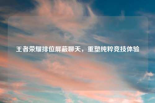 王者荣耀排位屏蔽聊天，重塑纯粹竞技体验