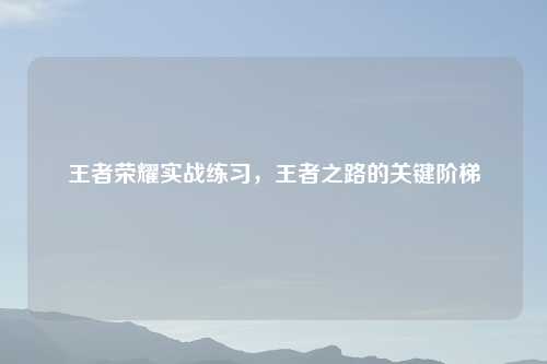 王者荣耀实战练习,王者之路的关键阶梯