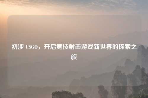 初涉 CSGO,开启竞技射击游戏新世界的探索之旅
