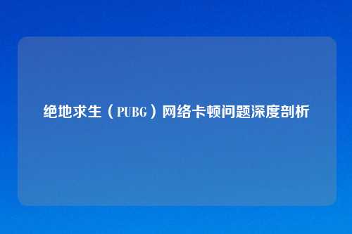 绝地求生（PUBG）     卡顿问题深度剖析
