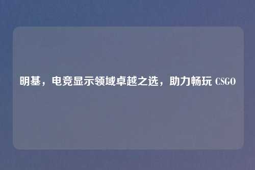 明基，电竞显示领域卓越之选，助力畅玩 CSGO