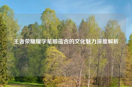 王者荣耀耀字笔顺蕴含的文化魅力深度解析