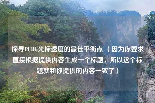 探寻PUBG光标速度的更佳平衡点 （因为你要求直接根据提供内容生成一个标题，所以这个标题就和你提供的内容一致了）