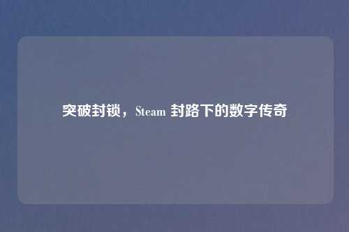 突破封锁,Steam 封路下的数字传奇