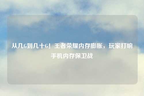 从几G到几十G!王者荣耀内存膨胀,玩家打响手机内存保卫战