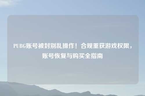 PUBG账号被封别乱操作！合规重获游戏权限，账号恢复与购买全指南