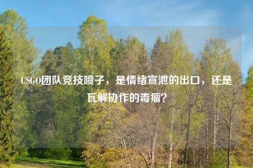 CSGO团队竞技喷子，是情绪宣泄的出口，还是瓦解协作的毒瘤？