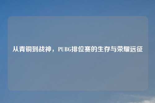 从青铜到战神，PUBG排位赛的生存与荣耀远征