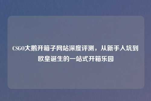 CSGO大鹅开箱子网站深度评测,从新手入坑到欧皇诞生的一站式开箱乐园