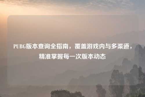 PUBG版本查询全指南，覆盖游戏内与多渠道，精准掌握每一次版本动态