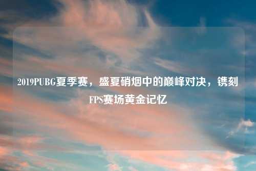 2019PUBG夏季赛,盛夏硝烟中的巅峰对决,镌刻FPS赛场黄金记忆