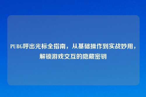 PUBG呼出光标全指南，从基础操作到实战妙用，解锁游戏交互的隐藏密钥