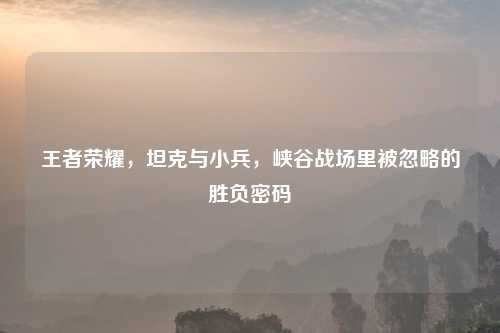 王者荣耀,坦克与小兵,峡谷战场里被忽略的胜负密码
