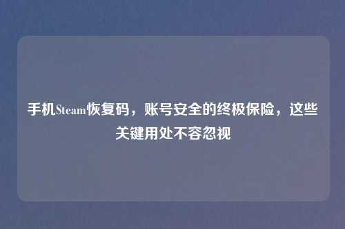 手机Steam恢复码,账号安全的终极保险,这些关键用处不容忽视
