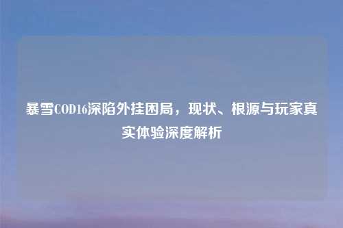暴雪COD16深陷外挂困局，现状、根源与玩家真实体验深度解析
