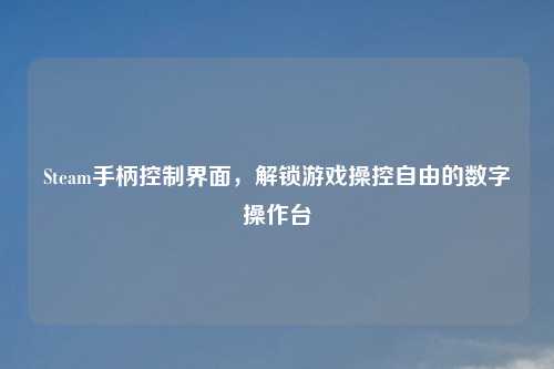 Steam手柄控制界面,解锁游戏操控自由的数字操作台