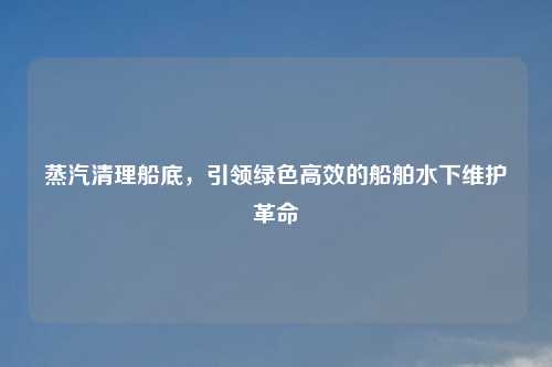 蒸汽清理船底,引领绿色高效的船舶水下维护革命