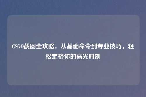 CSGO截图全攻略，从基础命令到专业技巧，轻松定格你的高光时刻