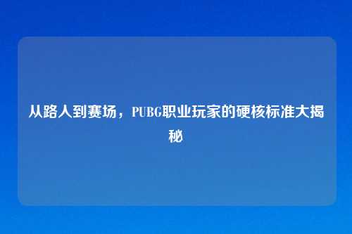 从路人到赛场,PUBG职业玩家的硬核标准大揭秘