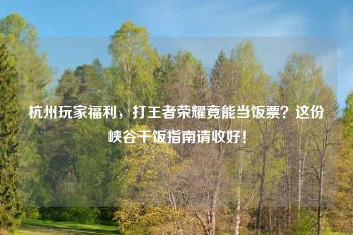 杭州玩家福利,打王者荣耀竟能当饭票?这份峡谷干饭指南请收好!