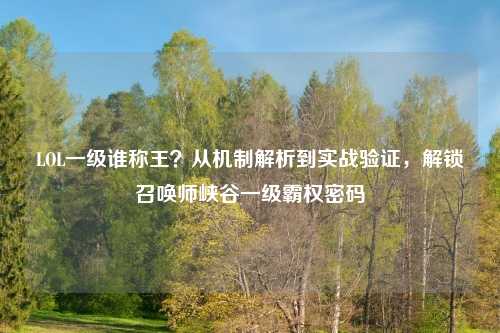 LOL一级谁称王？从机制解析到实战验证，解锁召唤师峡谷一级霸权密码