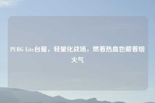 PUBG Lite台服，轻量化战场，燃着热血也藏着烟火气