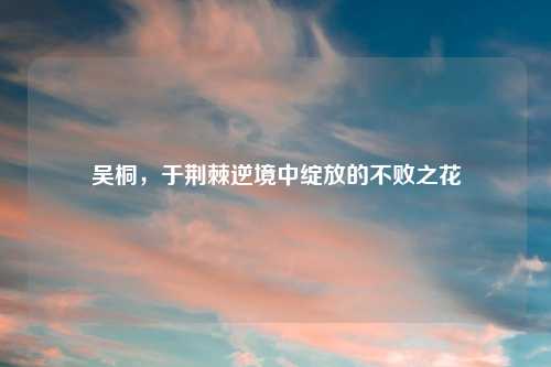 吴桐,于荆棘逆境中绽放的不败之花