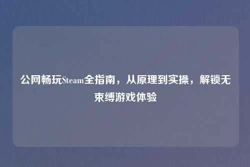 公网畅玩Steam全指南，从原理到实操，解锁无束缚游戏体验