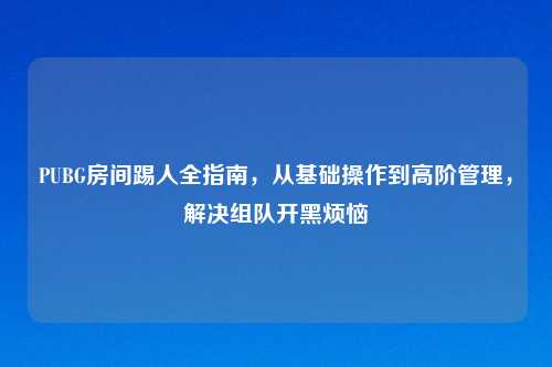 PUBG房间踢人全指南，从基础操作到高阶管理，解决组队开黑烦恼