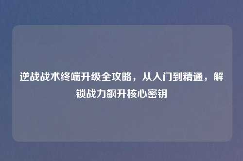 逆战战术终端升级全攻略，从入门到精通，解锁战力飙升核心密钥