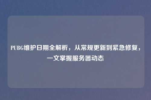 PUBG维护日期全解析，从常规更新到紧急修复，一文掌握服务器动态