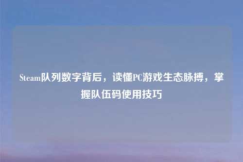 Steam队列数字背后，读懂PC游戏生态脉搏，掌握队伍码使用技巧
