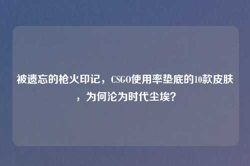 被遗忘的枪火印记,CSGO使用率垫底的10款皮肤,为何沦为时代尘埃?