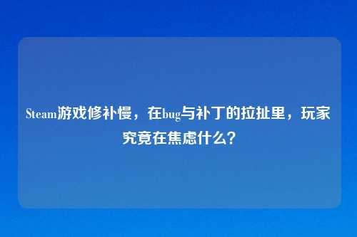 Steam游戏修补慢，在bug与补丁的拉扯里，玩家究竟在焦虑什么？