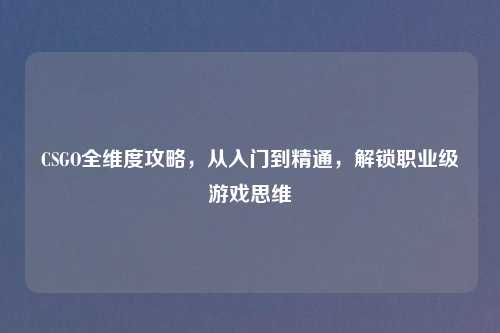 CSGO全维度攻略，从入门到精通，解锁职业级游戏思维