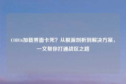 COD16加载界面卡死?从根源剖析到解决方案,一文帮你打通战区之路